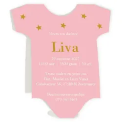 Geboortekaart romper meisje met silhouet