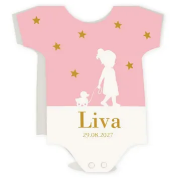 Geboortekaart romper meisje met silhouet