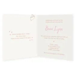 Geboortekaart meisje met voetjes op roze aquarel