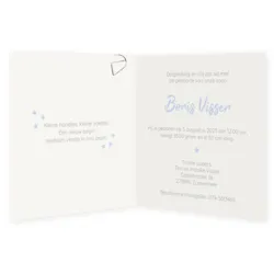 Geboortekaart jongen met voetjes op blauwe aquarel