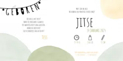 Geboortekaartje Jitse - Cirkel met silhouette jongetje met ballon