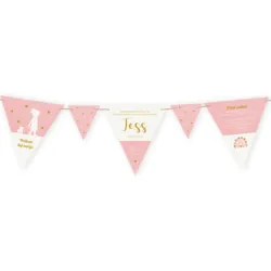 Geboortekaart slinger meisje met silhouet roze
