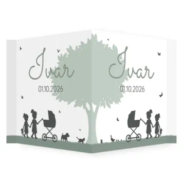 Raambord silhouet grote zussen kinderwagen stans
