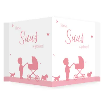 Raambord silhouet grote broer en baby zusje