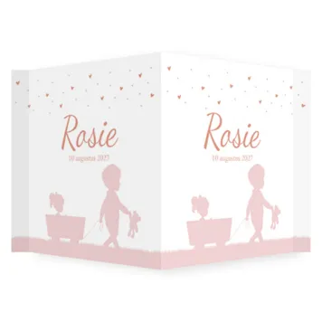 Raambord zusje met broer silhouet roze