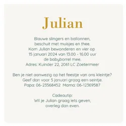 Babyborrel blauw jongen met foliedruk