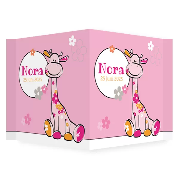 Raambord roze bloemen giraffe - 114125