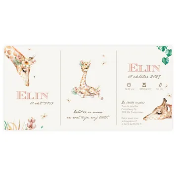 Girafje met bloemenkrans