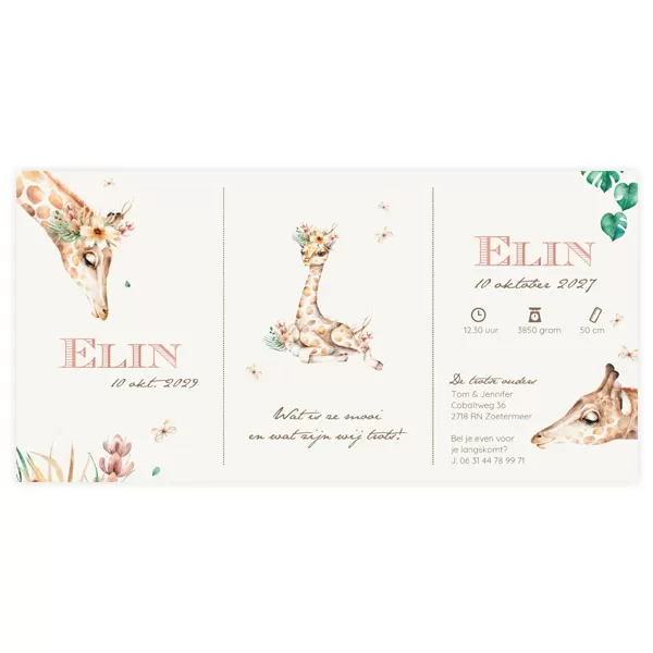 Girafje met bloemenkrans