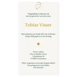 Geboortekaart labels jongen met foliedruk en eigen foto