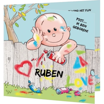 Getekende geboortekaart - Graffiti baby