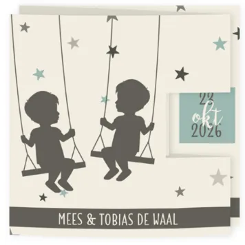 Drieluik silhouet met sterren - Tweeling mm