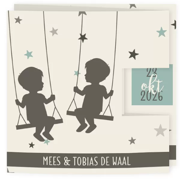 Drieluik silhouet met sterren - Tweeling mm