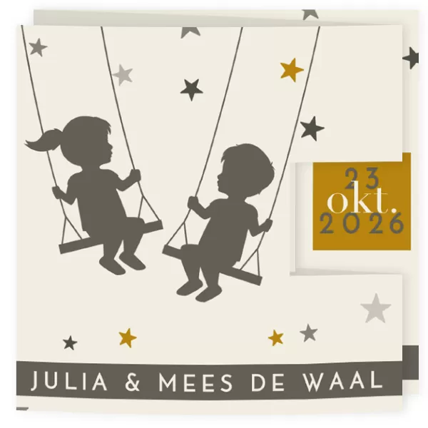 Drieluik silhouet met sterren - Tweeling mj