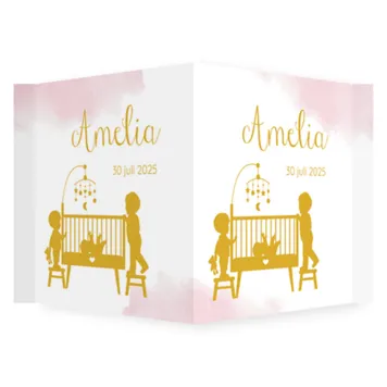 Raambord waterverf roze grote broers silhouet