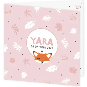 Geboortekaart Yara - Vosje met blaadjes