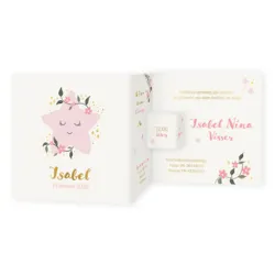 Geboortekaart lieve roze ster met foliedruk