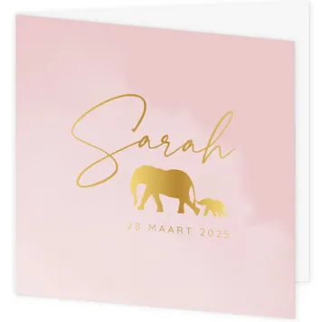 Geboortekaart Sarah - Gouden olifantjes