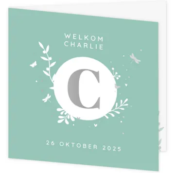 Geboortekaartje Charlie - Cirkel met initiaal