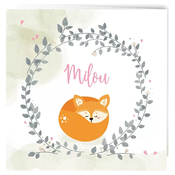 Geboortekaart Milou - Drieluik vosje