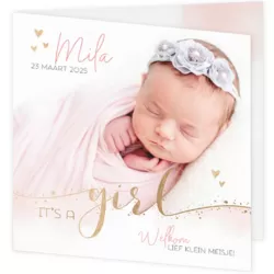 Geboortekaartje Mila - Gouden tekst