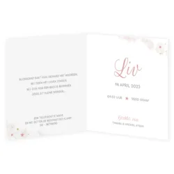 Geboortekaart Liv - Velvet textuur met rosegoudfolie