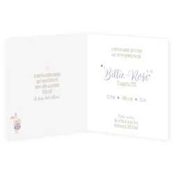 Geboortekaartje Billie-Rose - Regenboog en knuffeltje op plankje