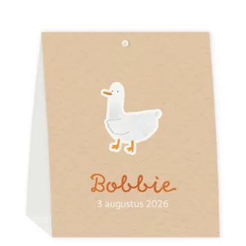 Geboortekaart tentvorm beige met gansje