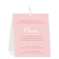 Geboortekaart tent roze met voetjes