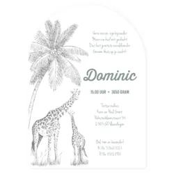 Geboortekaart Dominic - Potloodtekening giraf