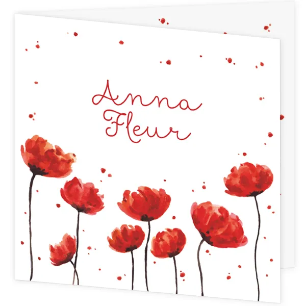 Geboortekaart Anna Fleur - Aquarel klaprozen