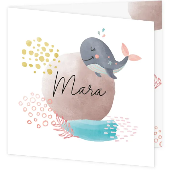 Geboortekaart Mara - Trotse baby walvis