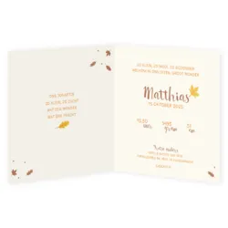  Geboortekaartje Matthias - Herfst cirkel met voetjes