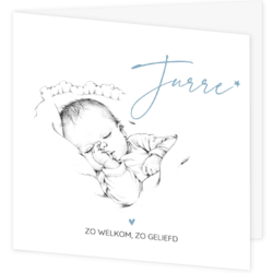 Geboortekaartje Jurre - potloodtekening