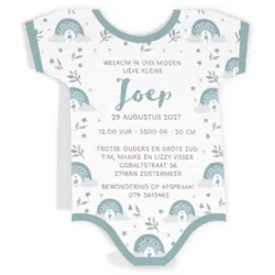 Geboortekaart - Romper regenbogen jongen
