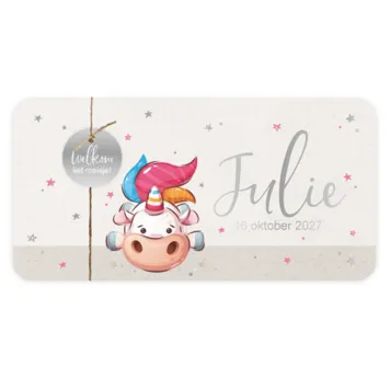 Geboortekaartje enkel Julie - Eenhoorn