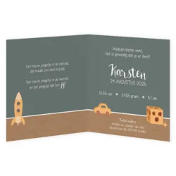  Geboortekaart Karsten - Houten speelgoed