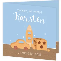  Geboortekaart Karsten - Houten speelgoed