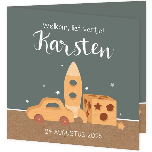 Geboortekaart Karsten - Houten speelgoed
