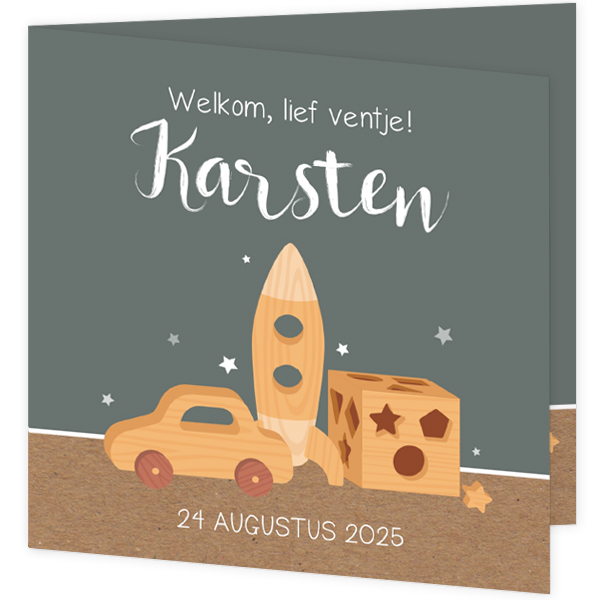  Geboortekaartje Karsten - Houten speelgoed