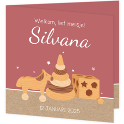  Geboortekaartje Silvana - Speelgoed van hout