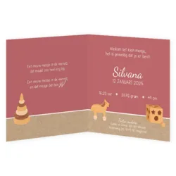  Geboortekaart Silvana - Speelgoed van hout