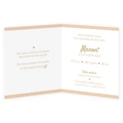 Geboortekaart Manon - Beige strik