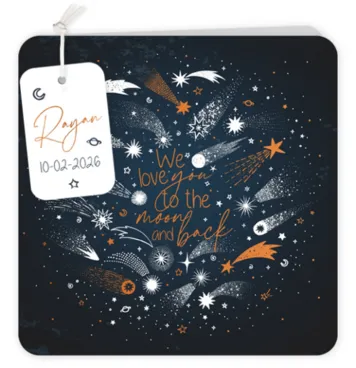 Geboortekaart Rayan - We love you to the moon and back