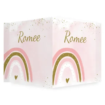 Raambord regenboog op roze waterverfvlek