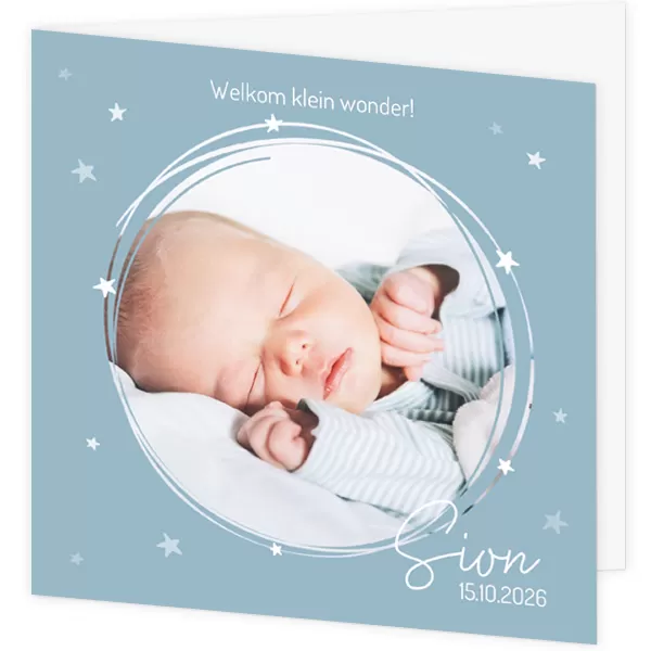 Geboortekaartje Sion - Cirkel met kleine sterretjes