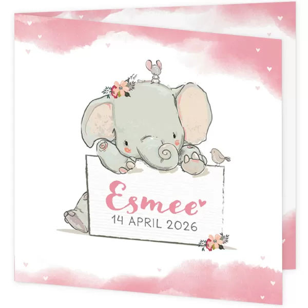Geboortekaartje Esmee - Schattig olifantje