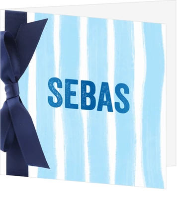 Geboortekaartje Sebas blauw 