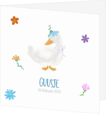 Geboortekaartje Guusje gansje met bloemetjes