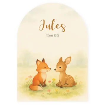 Geboortekaartje Jules - Lief vosje en hertje